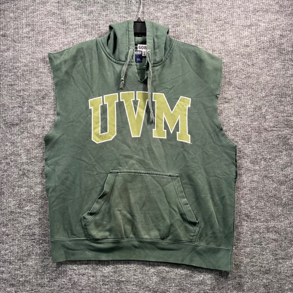 Gear For Sports UVM Catamounts Green Sleeveless Hoodie Muscle Tee Large